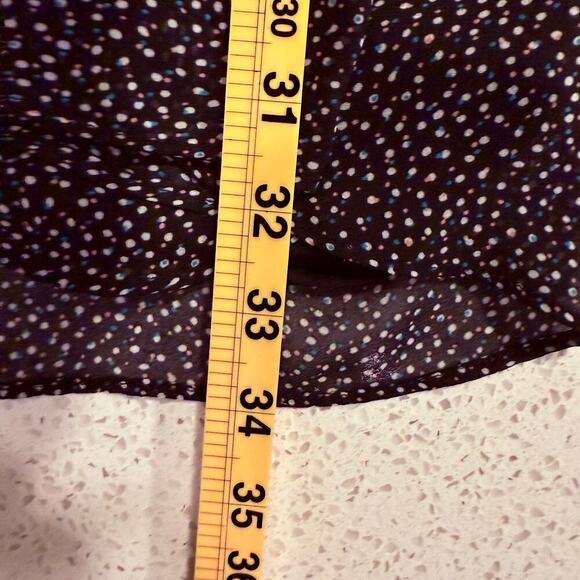 Reset by Jane Black Polka Dot Long Sleeve Mini Dress V Neck Fit Flare Boho Fall - Picture 11 of 11